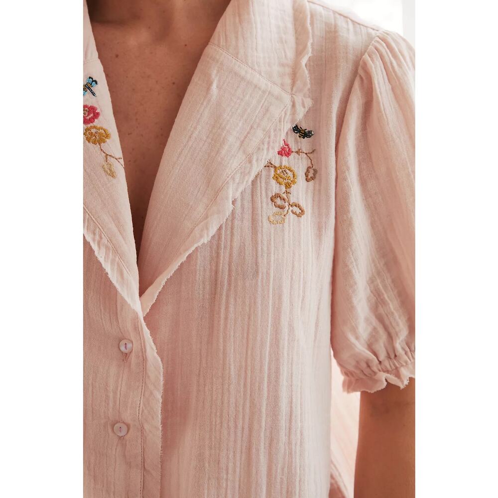 Anthropologie Romilly Gauze Embroidered Button Down Shirt NWT - Picture 2 of 7